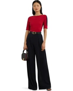 Lauren Ralph Lauren Petite Two-Tone Stretch Cotton Elbow-Sleeve Tee | Shirts & Tops -Lauren Ralph Store 613ZymWJLzL. AC SR736920