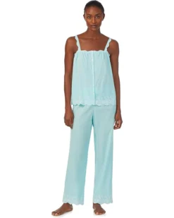 Lauren Ralph Lauren Eyelet Trimmed Ankle Pants PJ Set | Sleepwear