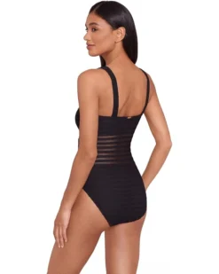 Lauren Ralph Lauren Ottoman Mesh Square Neck Over the Shoulder One Piece | Swimwear -Lauren Ralph Store 616WPtZNlAL. AC SR736920