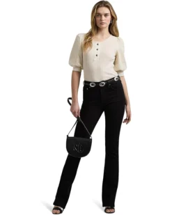 Lauren Ralph Lauren Pointelle Puff Sleeve Henley Tee | Shirts & Tops -Lauren Ralph Store 617AvQAfgFL. AC SR736920