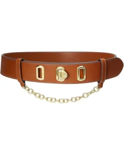 Lauren Ralph Lauren Natural Smooth Leather Flip Lock 40 Belt Wide | Belts