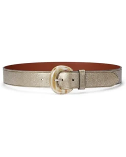 Lauren Ralph Lauren Crescent-Buckle Metallic Wide Belt | Belts