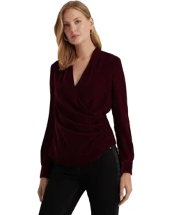 Lauren Ralph Lauren Pleated Velvet Surplice Blouse | Shirts & Tops -Lauren Ralph Store 61Hwmcrkd L. AC SR736920