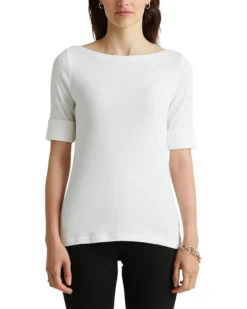 Lauren Ralph Lauren Petite Cotton Boat Neck T-Shirt | Shirts & Tops