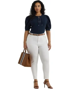 Lauren Ralph Lauren Plus Size Lace-Up Stretch Cotton Puff-Sleeve Top | Shirts & Tops -Lauren Ralph Store 61LX5yQMkL. AC SR736920