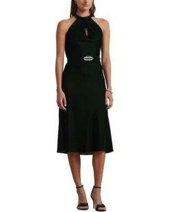 Lauren Ralph Lauren Belted Velvet Halter Dress | Dresses