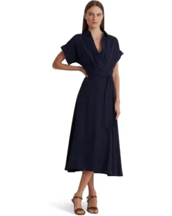 Lauren Ralph Lauren Belted Crepe Dress | Dresses