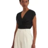 Lauren Ralph Lauren Twist-Front Jersey Cap-Sleeve Tee | Shirts & Tops