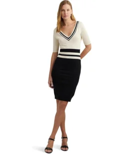 Lauren Ralph Lauren Two-Tone Cotton-Blend Sweater Dress | Dresses