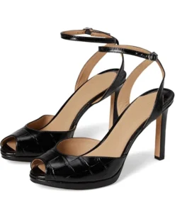 Lauren Ralph Lauren Kyla Crocodile-Embossed Leather Sandals | Heels