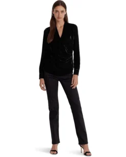 Lauren Ralph Lauren Pleated Velvet Surplice Blouse | Shirts & Tops -Lauren Ralph Store 61hrA YHCGL. AC SR736920