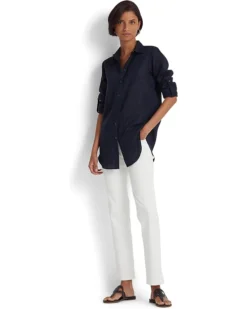 Lauren Ralph Lauren Roll-Tab-Sleeve Linen Shirt | Shirts & Tops -Lauren Ralph Store 61htTEatdL. AC SR736920