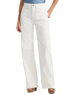 Lauren Ralph Lauren High-Rise Wide-Leg Jeans in White Wash