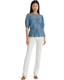 Lauren Ralph Lauren Lace-Trim Jersey Peplum Top | Shirts & Tops -Lauren Ralph Store 61iqRanZyL. AC SR736920