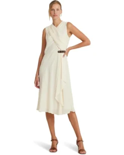 Lauren Ralph Lauren Buckle-Trim Georgette Sleeveless Dress | Dresses