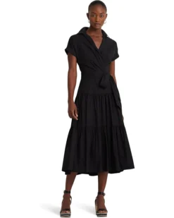 Lauren Ralph Lauren Belted Cotton-Blend Tiered Dress | Dresses