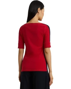 Lauren Ralph Lauren Petite Two-Tone Stretch Cotton Elbow-Sleeve Tee | Shirts & Tops -Lauren Ralph Store 61xa9D7QdCL. AC SR736920