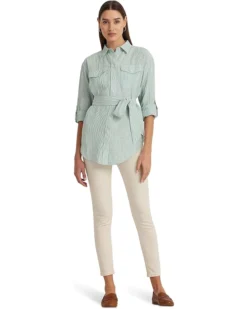 Lauren Ralph Lauren Relaxed Fit Striped Belted Linen Shirt | Shirts & Tops -Lauren Ralph Store 710Wu5ow9 L. AC SR736920