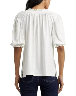 Lauren Ralph Lauren Embroidered Jersey Puff-Sleeve Top | Shirts & Tops -Lauren Ralph Store 712gs8aBgRL. AC SR736920