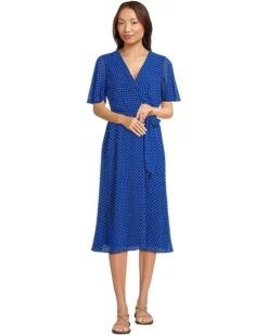 Lauren Ralph Lauren Polka-dot Belted Crinkle Georgette Dress | Dresses