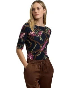 Lauren Ralph Lauren Print Cotton Boatneck Tee | Shirts & Tops