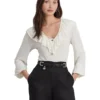 Lauren Ralph Lauren Ruffle-Trim Jersey Tie-Neck Top | Shirts & Tops