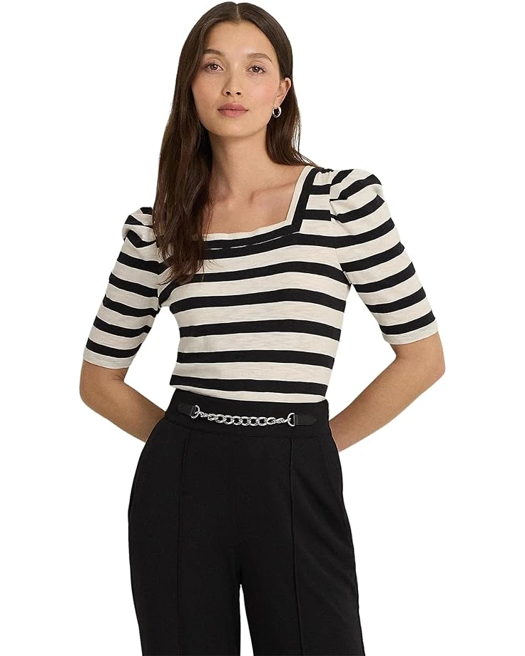 Lauren Ralph Lauren Striped Cotton Jersey Puff-Sleeve Tee | Shirts & Tops 1 Lauren Ralph Lauren Striped Cotton Jersey Puff-Sleeve Tee | Shirts & Tops