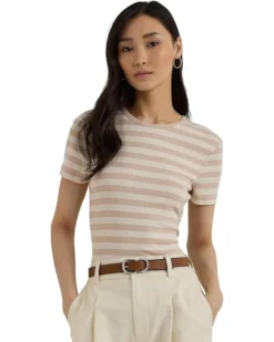 Lauren Ralph Lauren Striped Stretch Cotton Crewneck Tee | Shirts & Tops