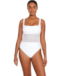 Lauren Ralph Lauren Ottoman Mesh Square Neck Over the Shoulder One Piece | Swimwear -Lauren Ralph Store 71A5bI3I3qL. AC SR736920