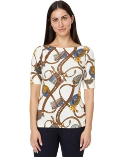 Lauren Ralph Lauren Print Stretch Cotton Boatneck Tee | Shirts & Tops -Lauren Ralph Store 71D5WaLLCL. AC SR736920