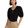 Lauren Ralph Lauren Stretch Cotton Puff-Sleeve Henley Tee | Shirts & Tops