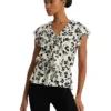 Lauren Ralph Lauren Leaf-Print Ruffle-Trim Jersey Peplum Top | Shirts & Tops
