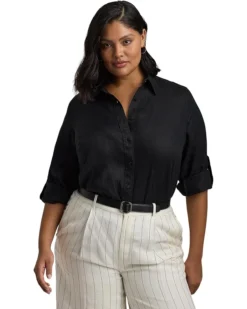 Lauren Ralph Lauren Plus-Size Linen Roll Tab–Sleeve Shirt | Shirts & Tops -Lauren Ralph Store 71I fYAm JL. AC SR736920