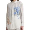 Lauren Ralph Lauren Oversize Floral Eyelet-Logo Linen Shirt | Shirts & Tops
