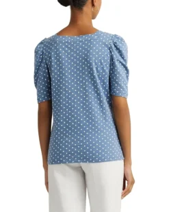 Lauren Ralph Lauren Polka-Dot Slub Jersey Puff-Sleeve Tee | Shirts & Tops -Lauren Ralph Store 71MCIm6j0WL. AC SR736920