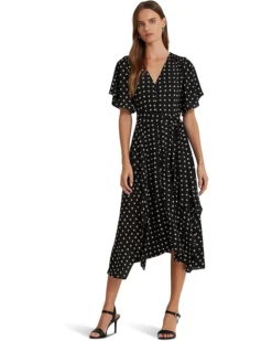 Lauren Ralph Lauren Geo-Print Crepe Flutter-Sleeve Dress | Dresses