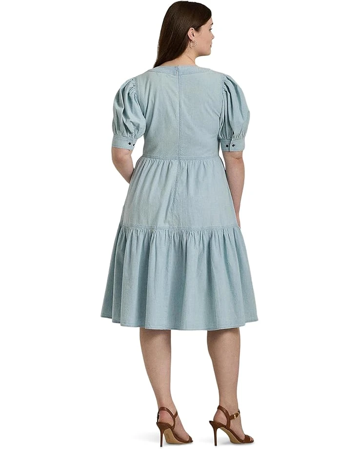 Lauren Ralph Lauren Plus-Size Chambray Puff-Sleeve Dress | Dresses 2 Lauren Ralph Lauren Plus-Size Chambray Puff-Sleeve Dress | Dresses - Image 2