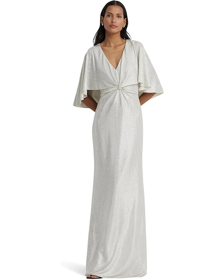 Lauren Ralph Lauren Metallic Knit Twist-Front Cape Gown | Dresses 4 Lauren Ralph Lauren Metallic Knit Twist-Front Cape Gown | Dresses - Image 4