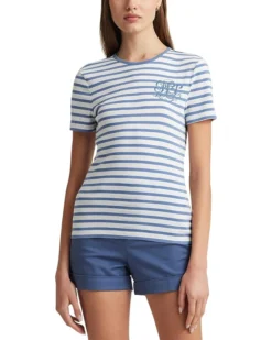 Lauren Ralph Lauren Striped Stretch Cotton Crew Neck Tee | Shirts & Tops