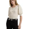 Lauren Ralph Lauren Pointelle Puff Sleeve Henley Tee | Shirts & Tops