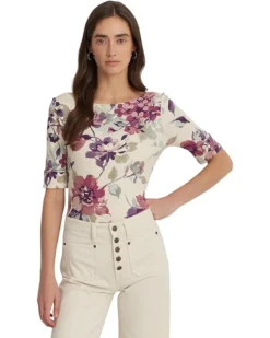 Lauren Ralph Lauren Petite Floral Stretch Cotton Boatneck Tee | Shirts & Tops -Lauren Ralph Store 71WhcpQknJL. AC SR736920