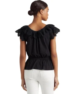 Lauren Ralph Lauren Eyelet Jersey Peplum Top | Shirts & Tops -Lauren Ralph Store 71WnxMX7a6L. AC SR736920