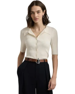 Lauren Ralph Lauren Rib-Knit Elbow-Sleeve Polo Cardigan | Sweaters -Lauren Ralph Store 71WtjWAcJiL. AC SR736920