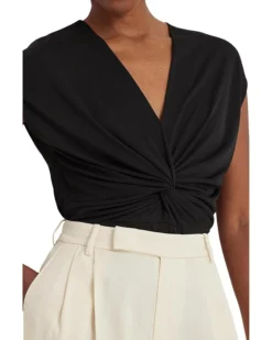 Lauren Ralph Lauren Twist-Front Jersey Cap-Sleeve Tee | Shirts & Tops -Lauren Ralph Store 71XeJQqiPsL. AC SR736920