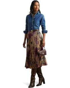 Lauren Ralph Lauren Floral Pleated Satin Charmeuse Skirt | Skirts -Lauren Ralph Store 71Y8FK309HL. AC SR736920