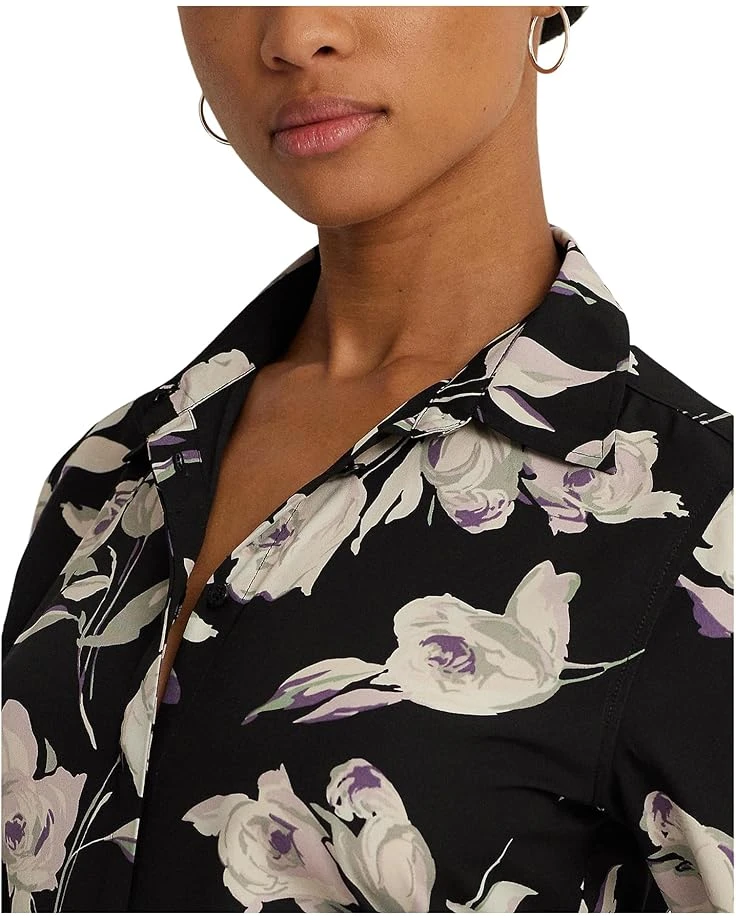 Lauren Ralph Lauren Petite Classic Fit Floral Crepe de Chine Shirt | Shirts & Tops 3 Lauren Ralph Lauren Petite Classic Fit Floral Crepe de Chine Shirt | Shirts & Tops - Image 3
