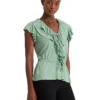 Lauren Ralph Lauren Ruffle-Trim Jersey Peplum Top | Shirts & Tops