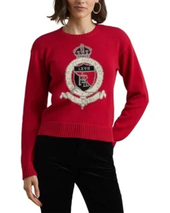 Lauren Ralph Lauren Intarsia-Knit Crest Cotton Sweater | Sweaters