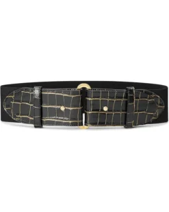 Lauren Ralph Lauren Embossed Leather Tab-Stretch Wide Belt | Belts