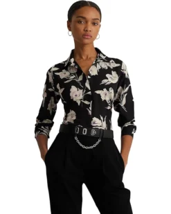 Lauren Ralph Lauren Petite Classic Fit Floral Crepe de Chine Shirt | Shirts & Tops